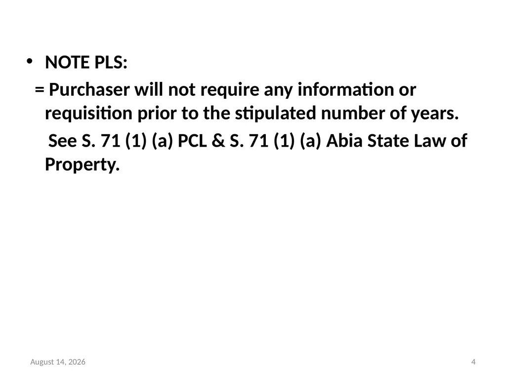 SALE OF LAND & CONVEYANCY 2 DEDUCING OF TITLE - slide 4 of 40