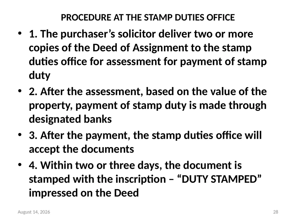 SALE OF LAND & CONVEYANCY 2 DEDUCING OF TITLE - slide 28 of 40