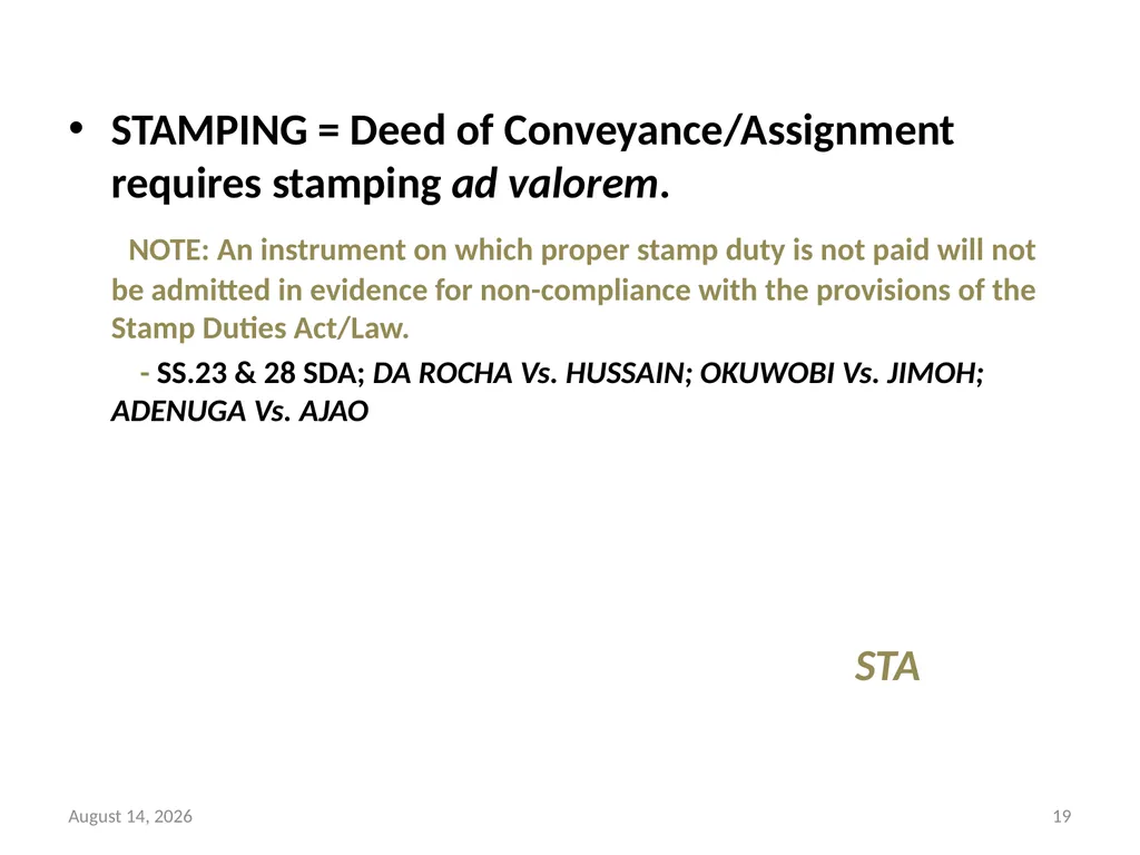 SALE OF LAND & CONVEYANCY 2 DEDUCING OF TITLE - slide 19 of 40