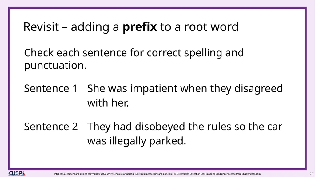 CUSP Spelling Year 3 Block 13 More prefixes 1 2 - slide 29 of 33