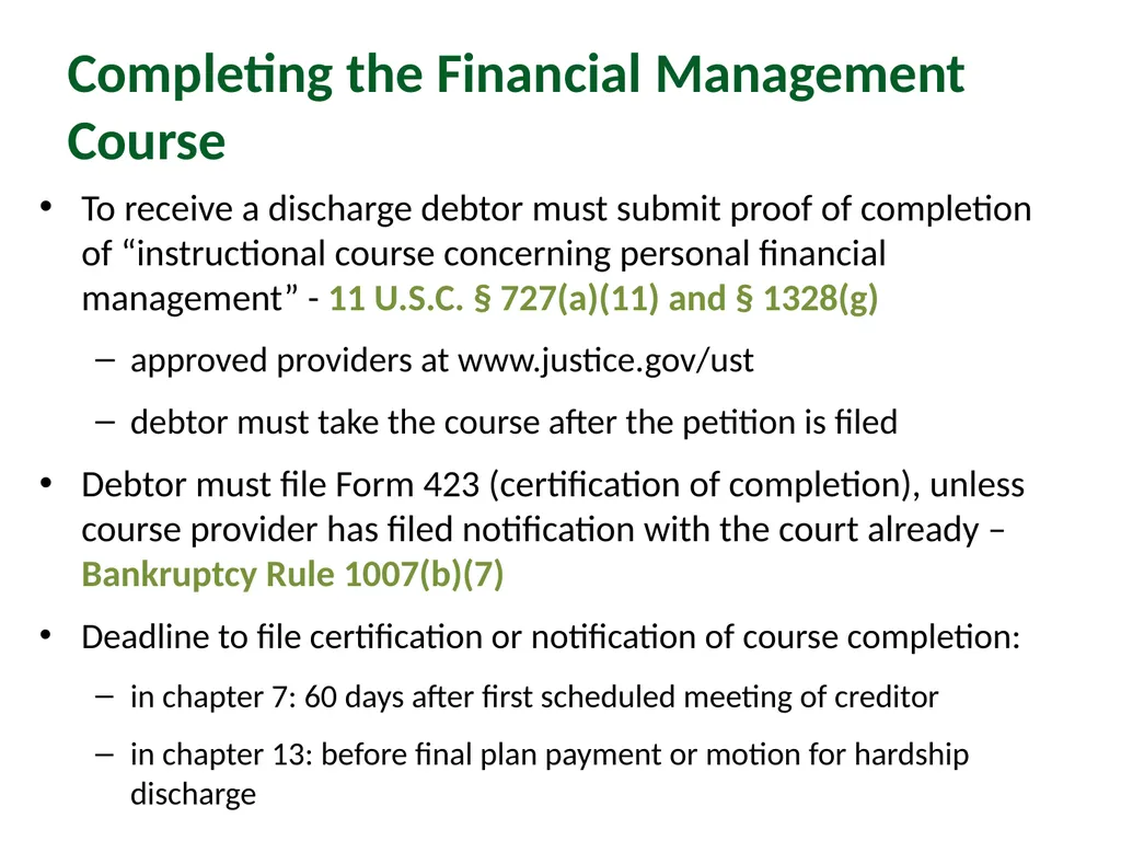 Module 4: Getting to Discharge Pro Bono Bankruptcy - slide 49 of 56