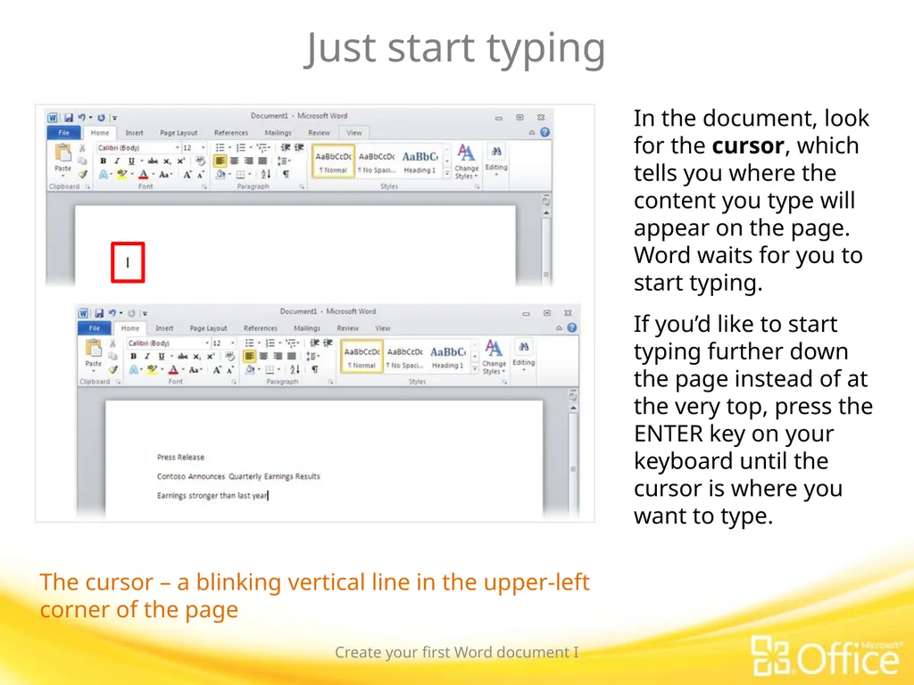 Microsoft® Word 2010 Training Create your first - slide 6 of 39