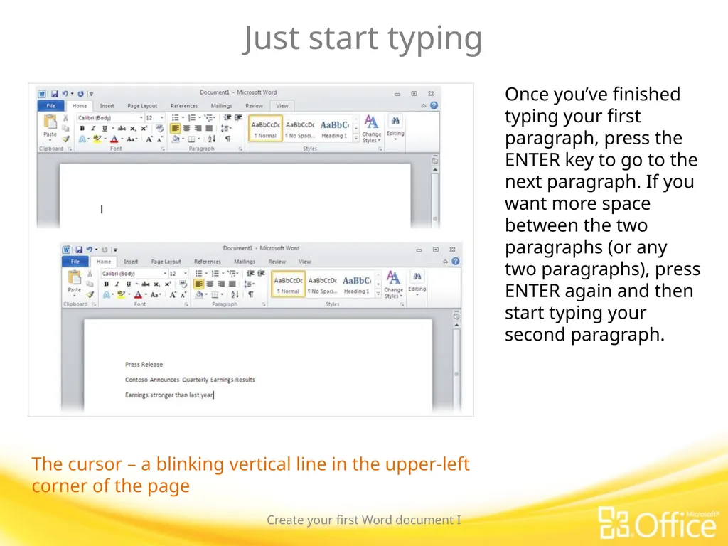 Microsoft® Word 2010 Training Create your first - slide 8 of 39