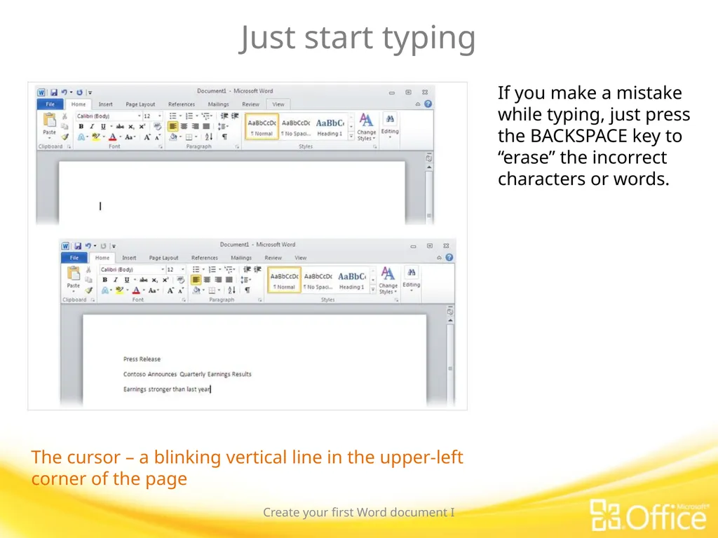 Microsoft® Word 2010 Training Create your first - slide 9 of 39