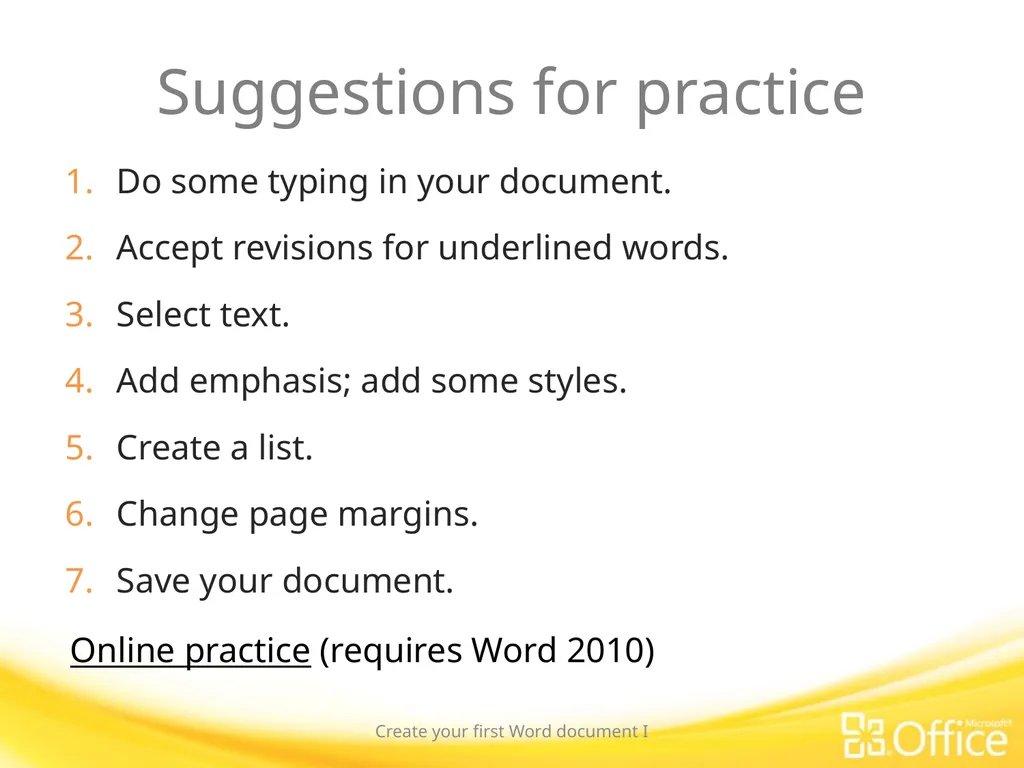 Microsoft® Word 2010 Training Create your first - slide 28 of 39