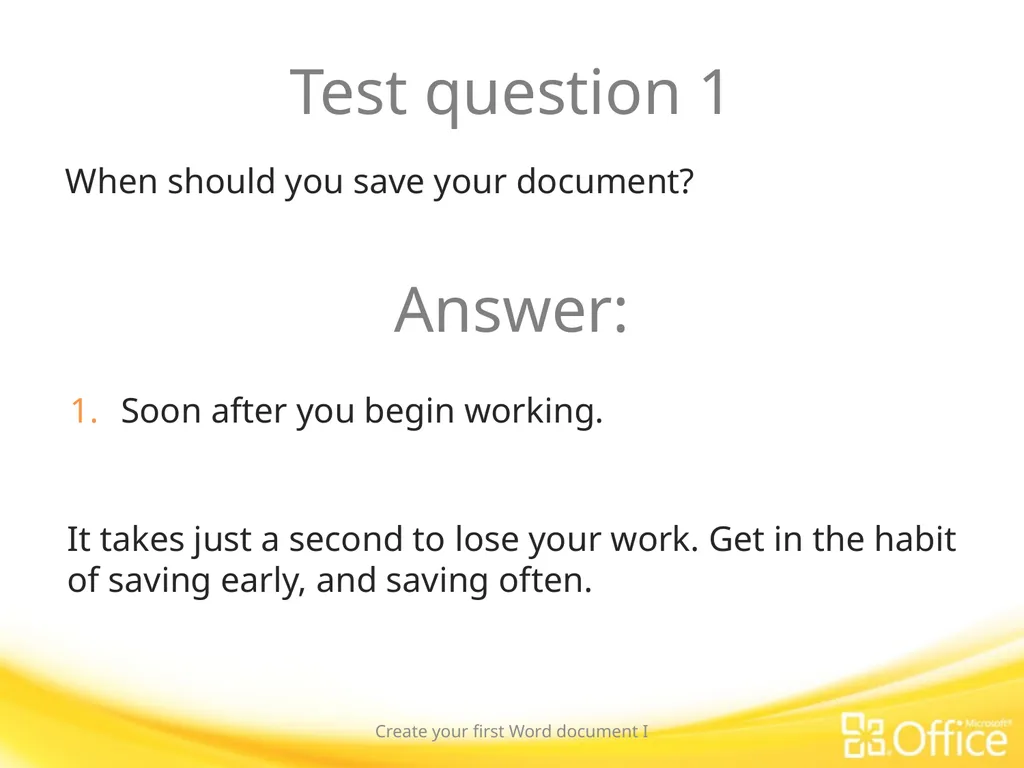 Microsoft® Word 2010 Training Create your first - slide 30 of 39