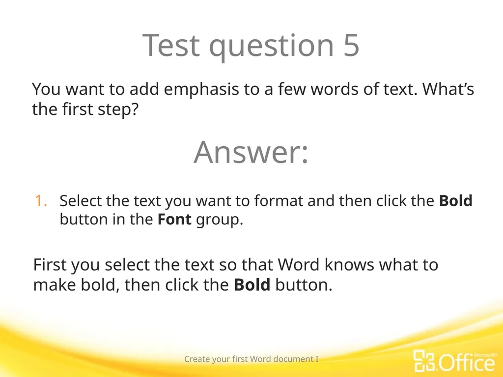 Microsoft® Word 2010 Training Create your first - slide 38 of 39