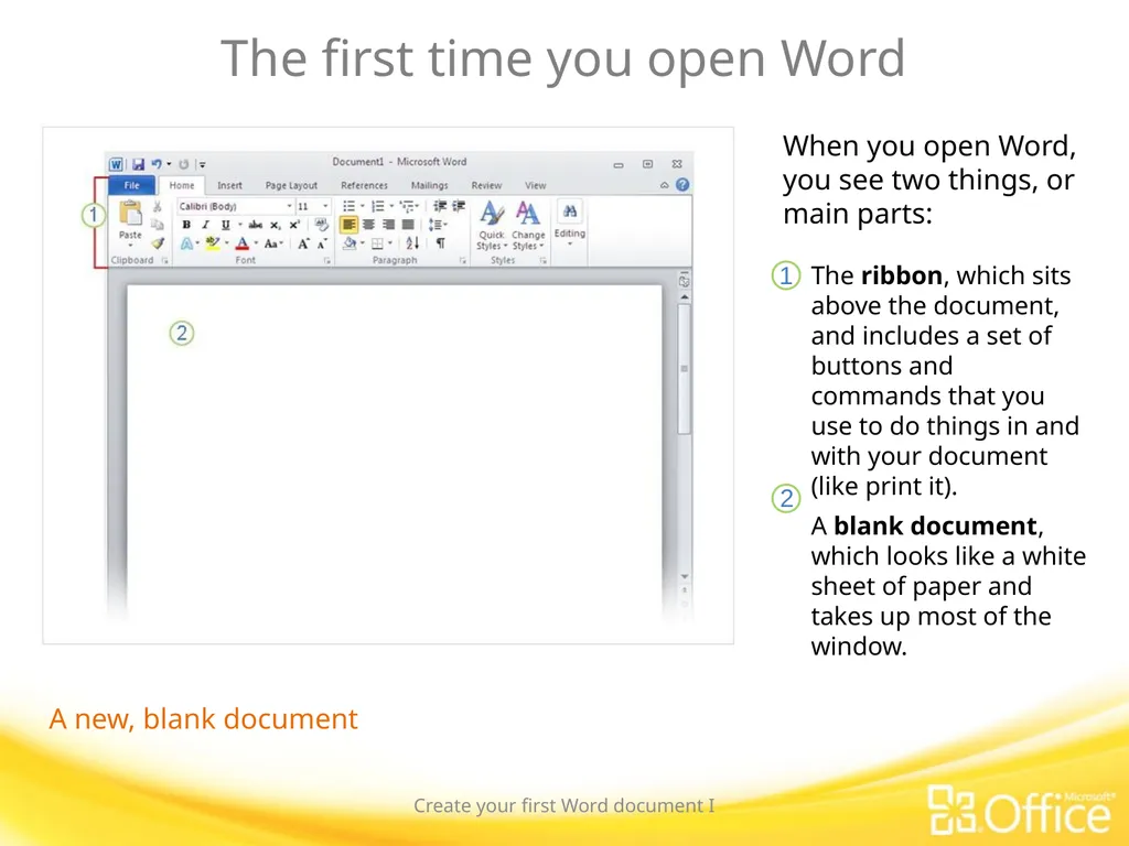 Microsoft® Word 2010 Training Create your first - slide 5 of 39