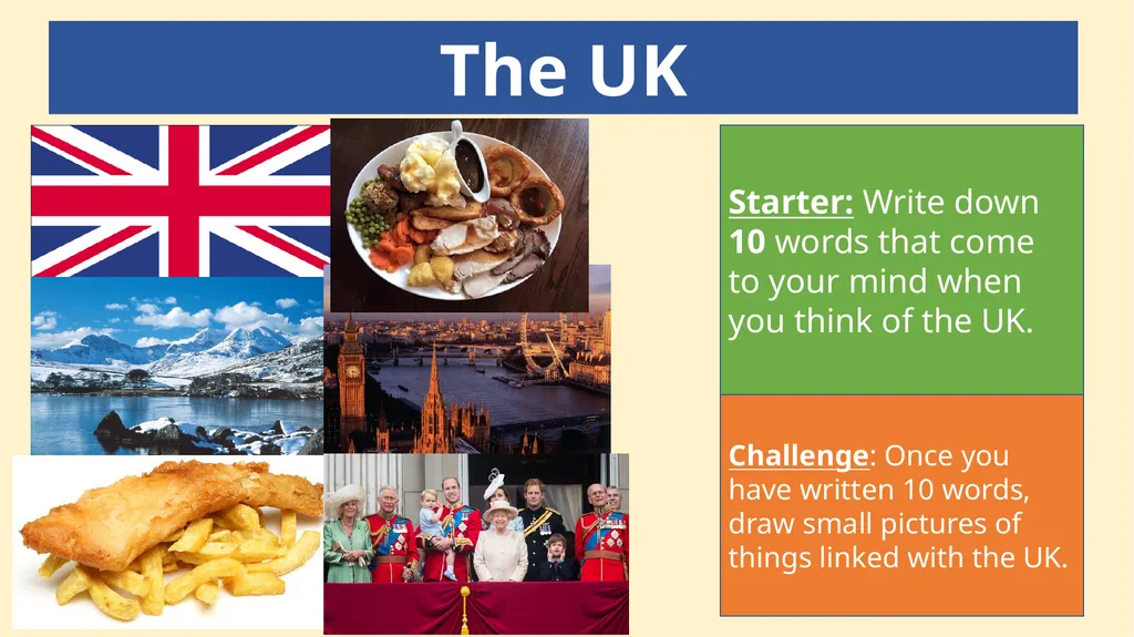 The UK Starter: Write down 10 words that come to - slide 1 of 12