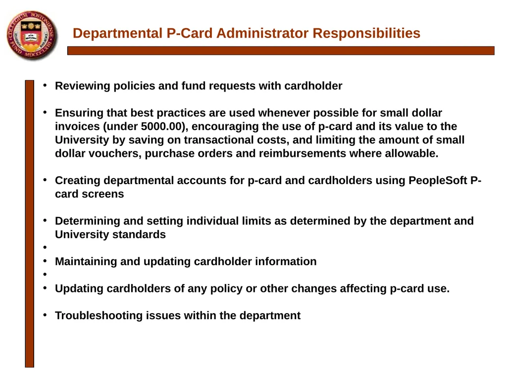 P-card Reconciliation Cecilia McClay Procurement - slide 5 of 33