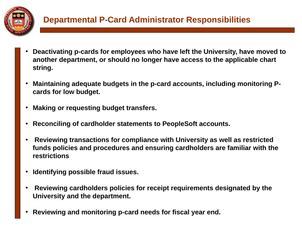 P-card Reconciliation Cecilia McClay Procurement - slide 6 of 33