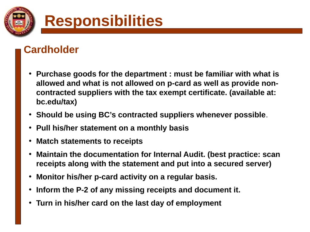 P-card Reconciliation Cecilia McClay Procurement - slide 4 of 33
