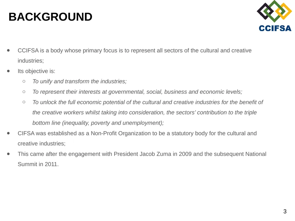 PORTFOLIO COMMITTEE PRESENTATION PREAMBLE Cultural - slide 3 of 21