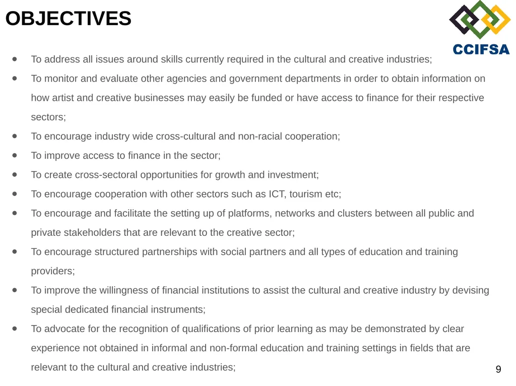 PORTFOLIO COMMITTEE PRESENTATION PREAMBLE Cultural - slide 9 of 21
