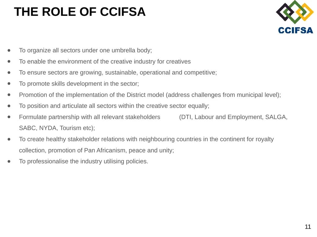 PORTFOLIO COMMITTEE PRESENTATION PREAMBLE Cultural - slide 11 of 21