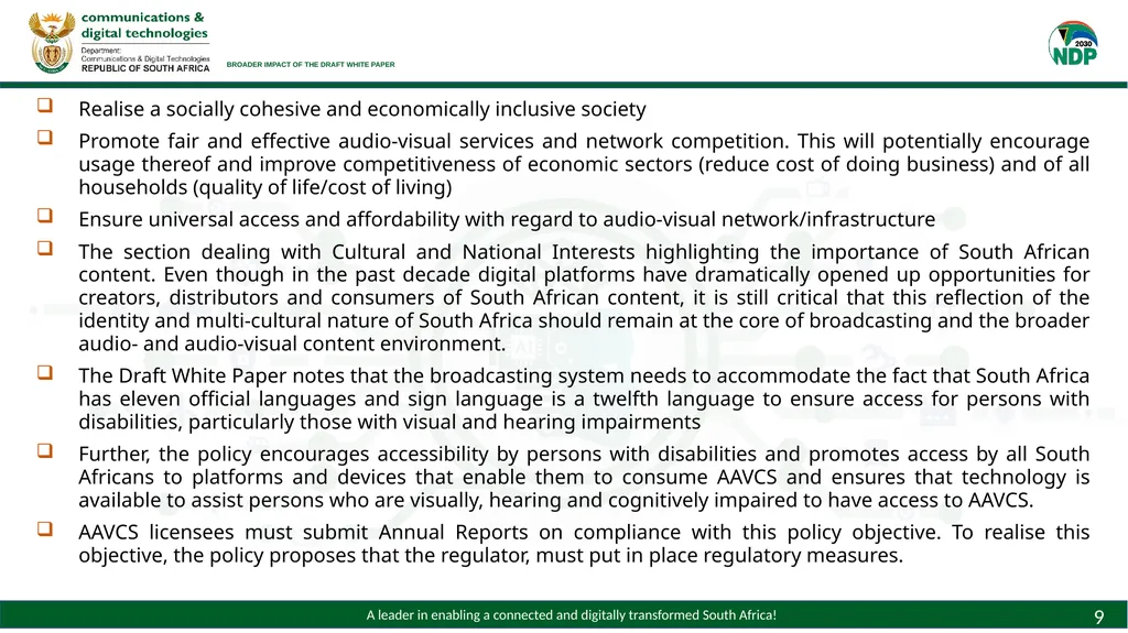 Draft White Paper on Audio and Audiovisual Media - slide 9 of 19