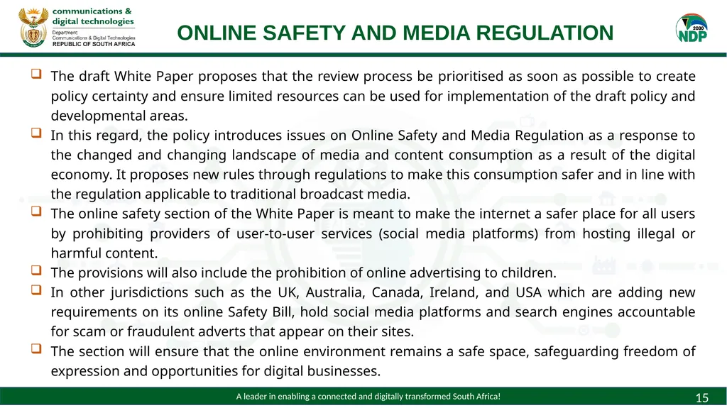 Draft White Paper on Audio and Audiovisual Media - slide 15 of 19