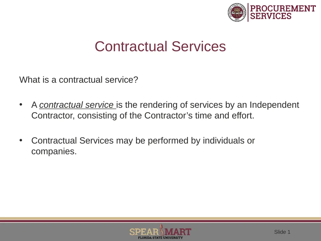 Contractual Services What is a contractual - slide 1 of 53