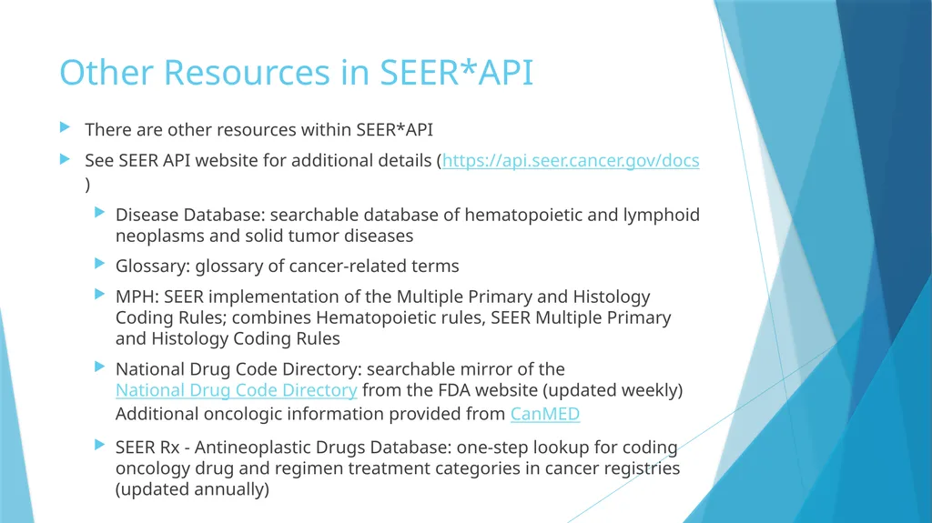SEER*RSA and SEER Staging API Nicki Schussler & - slide 8 of 10
