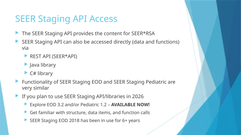 SEER*RSA and SEER Staging API Nicki Schussler & - slide 6 of 10
