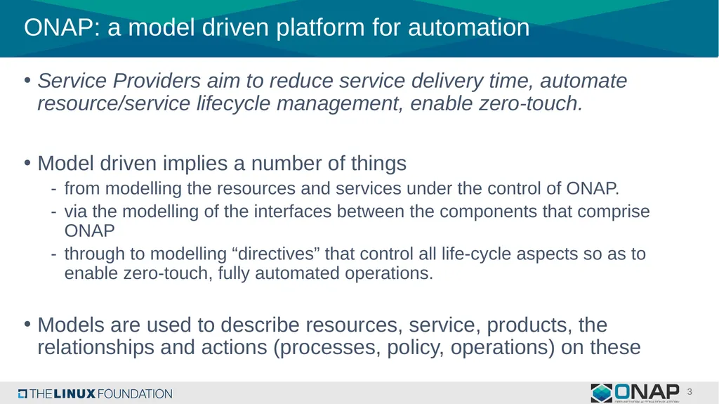 Consideration of Modeling Evolution in ONAP - slide 3 of 24