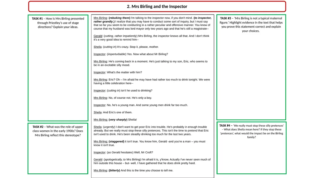 ‘An Inspector Calls’ Revision Act 1 Opening Stage - slide 13 of 22