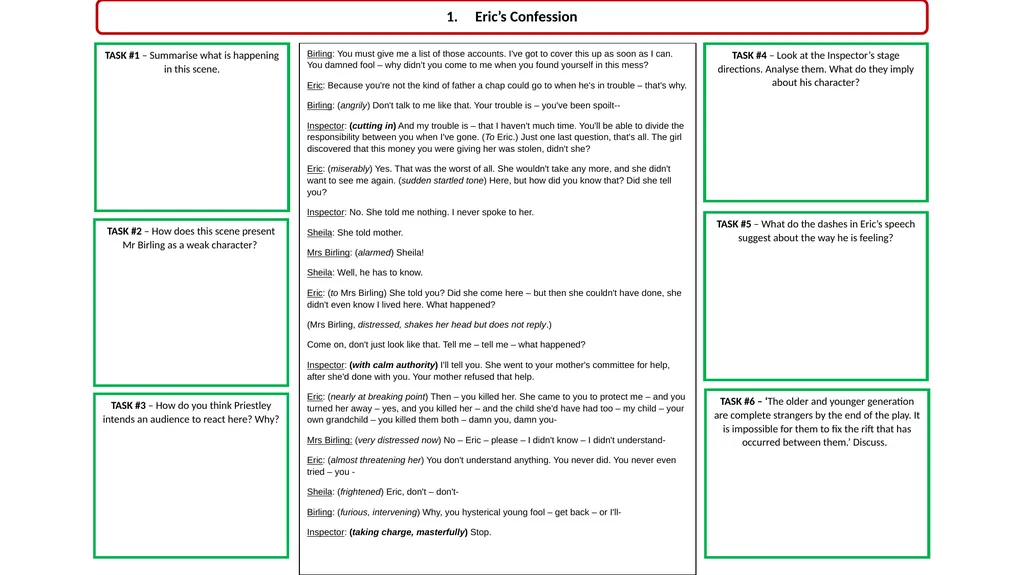 ‘An Inspector Calls’ Revision Act 1 Opening Stage - slide 19 of 22