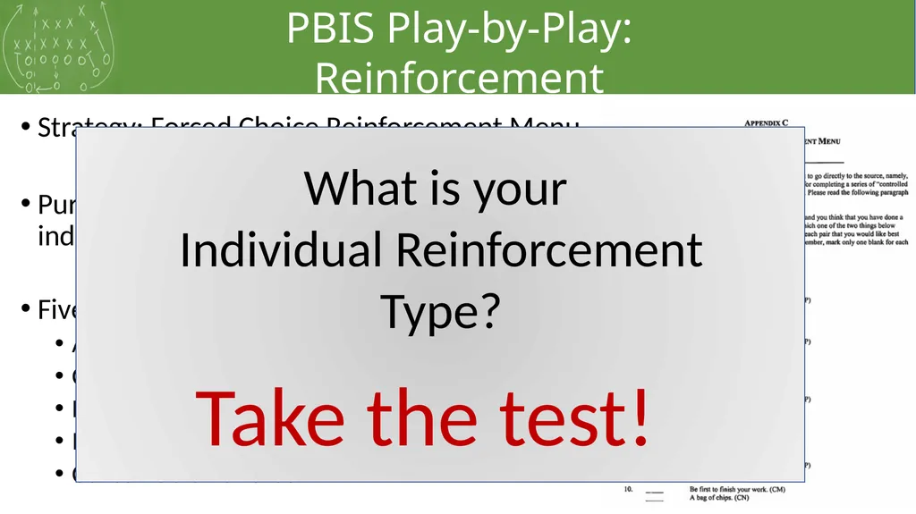 PBIS Play-by-Play: Reinforcement Campus Name Here - slide 9 of 12