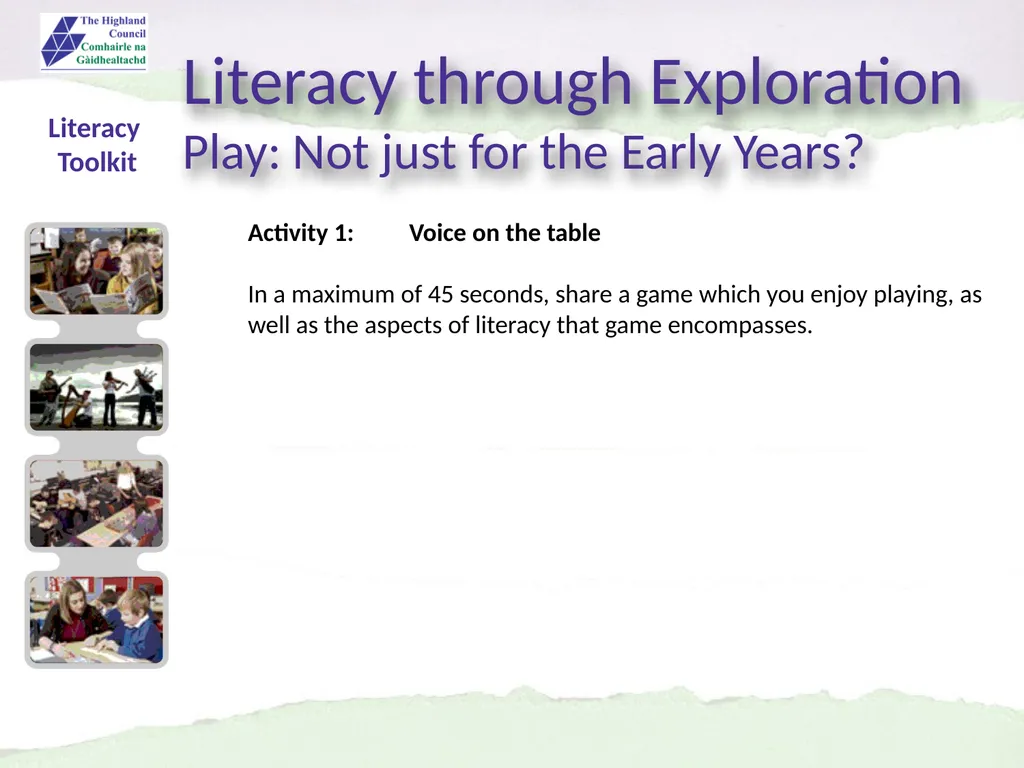 Literacy through Exploration Play: Not just for - slide 3 of 10