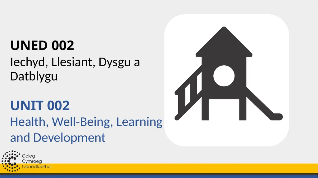 Uned 002 Iechyd, Llesiant, Dysgu a Datblygu UNED - slide 1 of 45