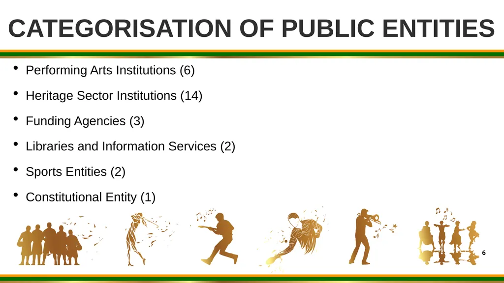 1 DSAC BRIEFING TO PC ON SPORT ARTS AND CULTURE: - slide 6 of 18