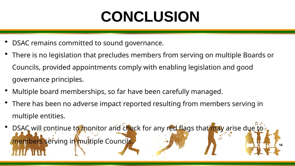 1 DSAC BRIEFING TO PC ON SPORT ARTS AND CULTURE: - slide 16 of 18