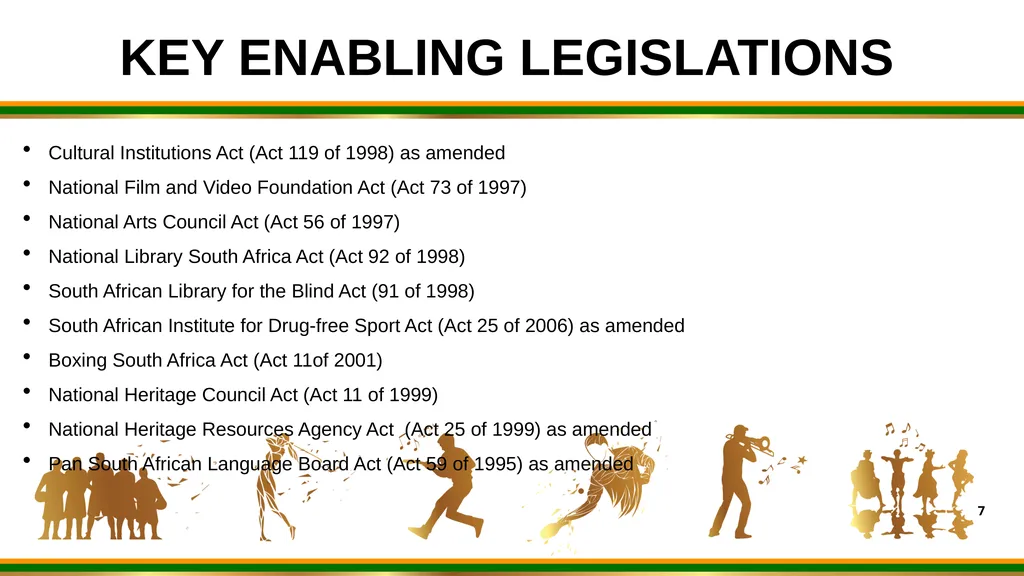 1 DSAC BRIEFING TO PC ON SPORT ARTS AND CULTURE: - slide 7 of 18