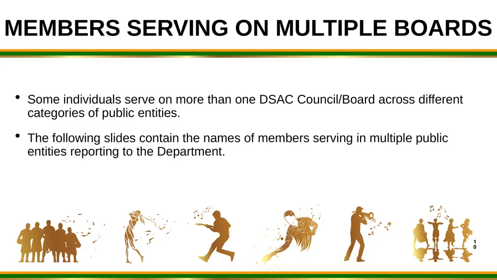1 DSAC BRIEFING TO PC ON SPORT ARTS AND CULTURE: - slide 10 of 18