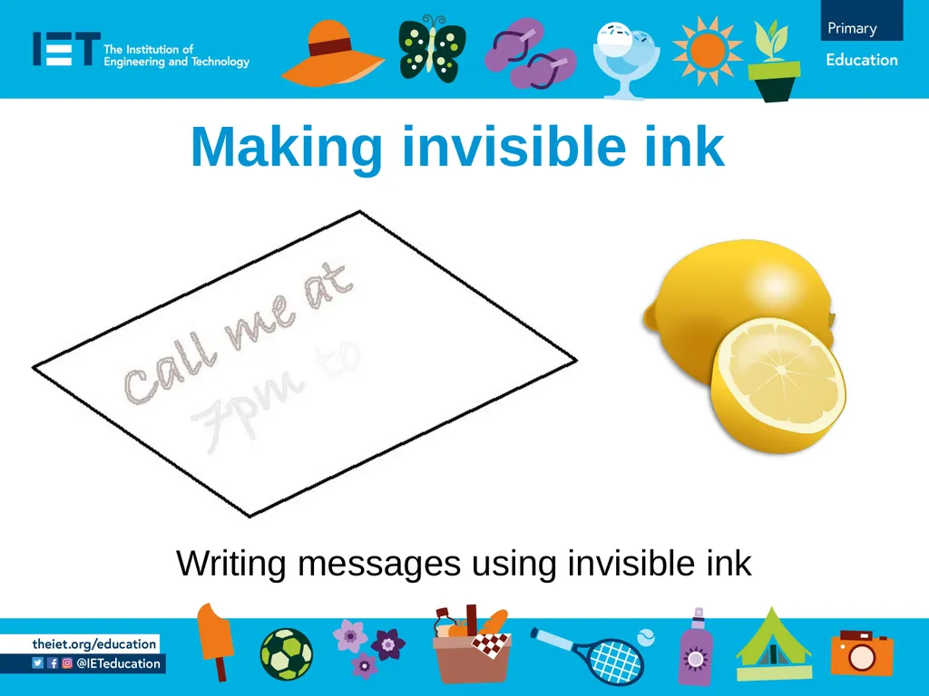 Making invisible ink Writing messages using - slide 1 of 6