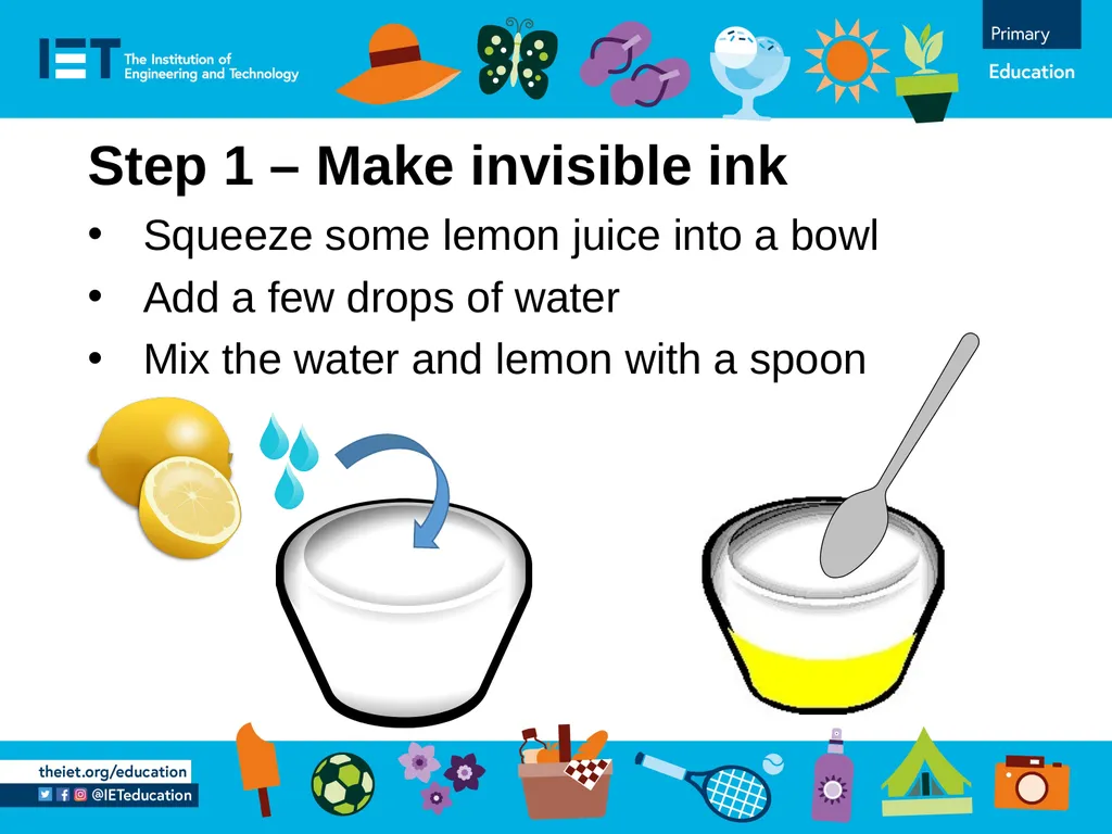 Making invisible ink Writing messages using - slide 3 of 6
