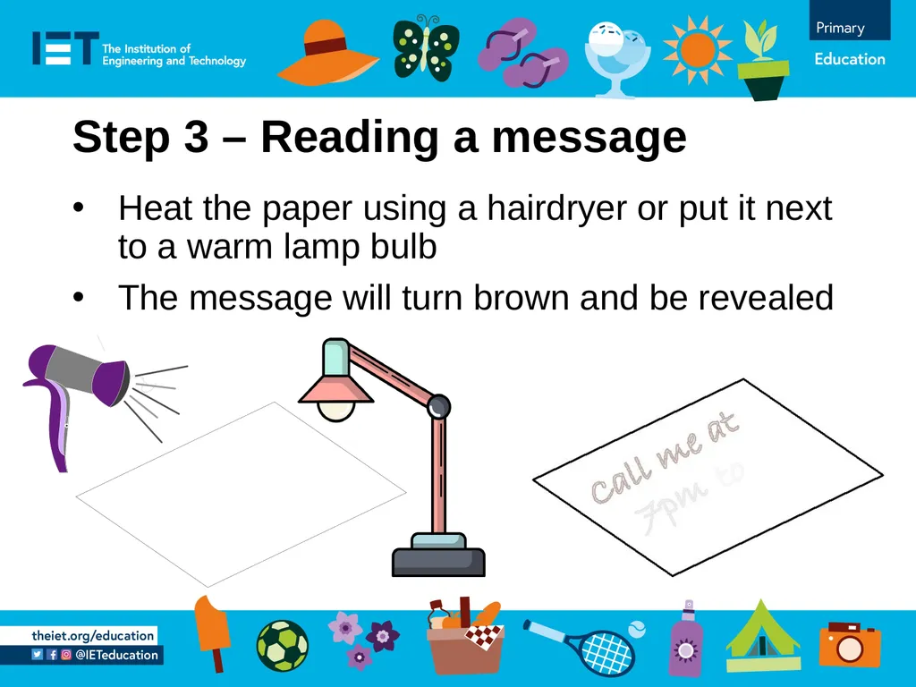 Making invisible ink Writing messages using - slide 5 of 6