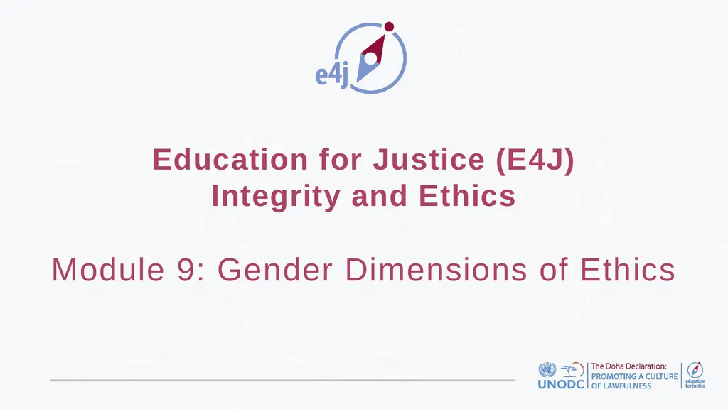 Education for Justice (E4J) Integrity and Ethics - slide 1 of 14