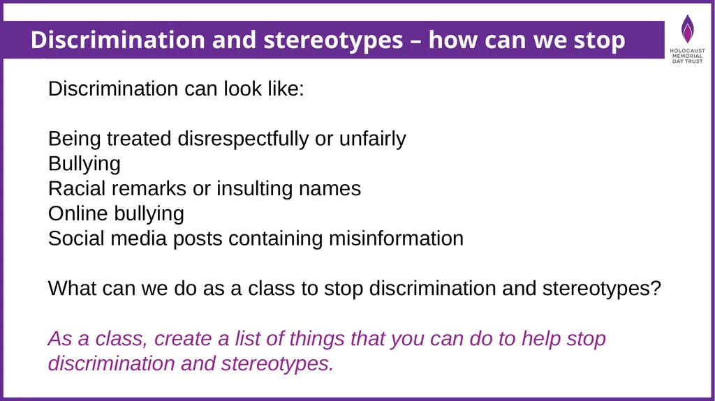 What is discrimination and how can it impact us? A - slide 10 of 10