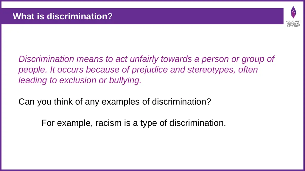 What is discrimination and how can it impact us? A - slide 4 of 10