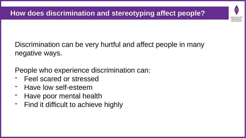 What is discrimination and how can it impact us? A - slide 6 of 10