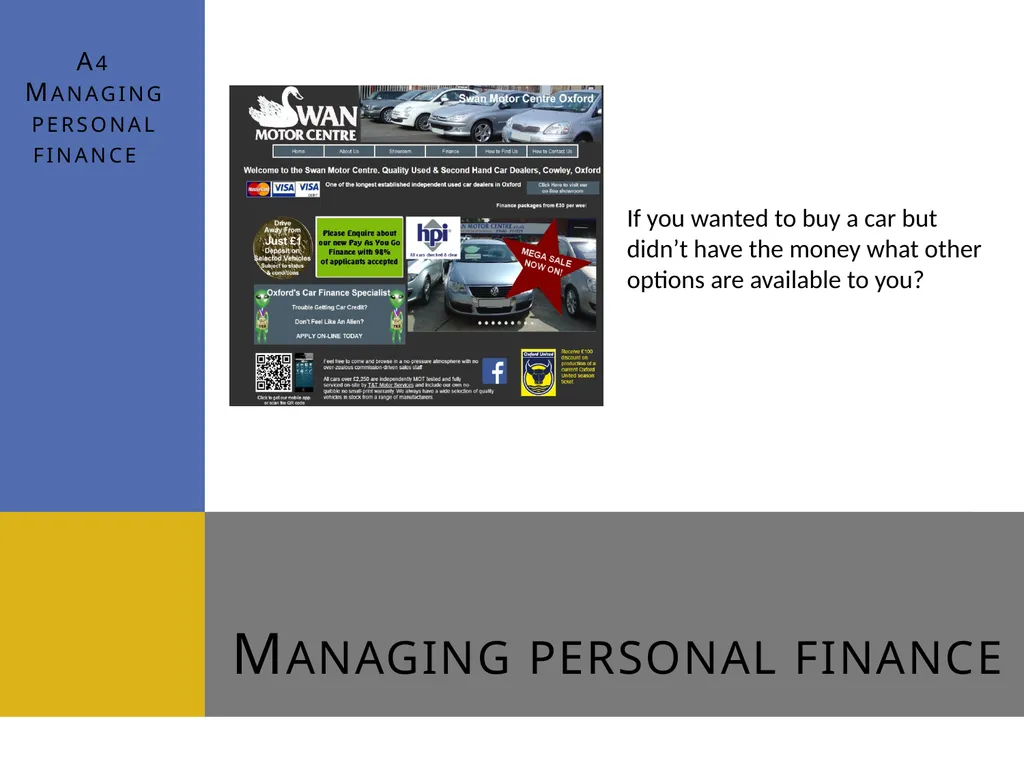 Managing personal finance A4 Managing personal - slide 1 of 23