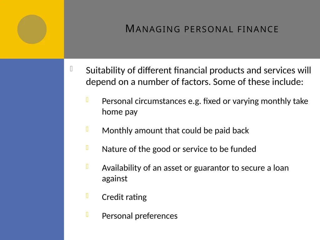 Managing personal finance A4 Managing personal - slide 3 of 23