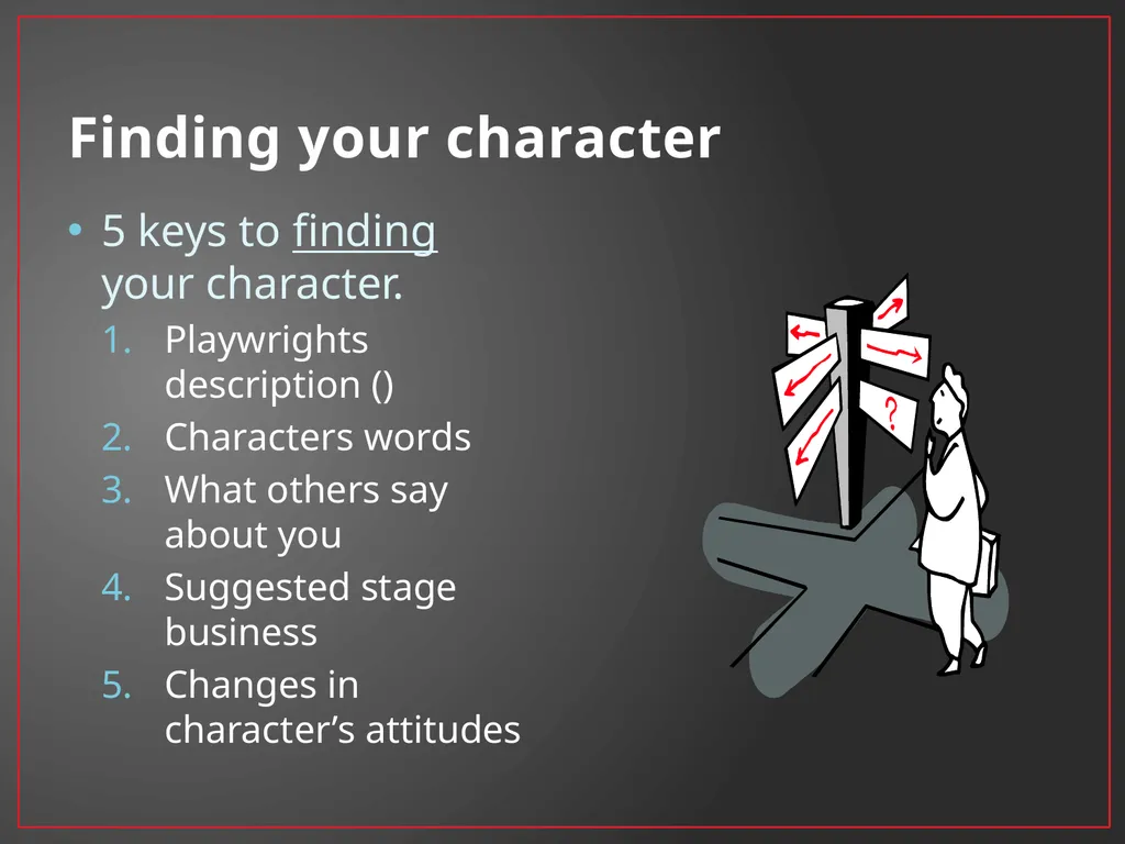 Developing A Character Fundamentals of Theatre I - slide 23 of 39