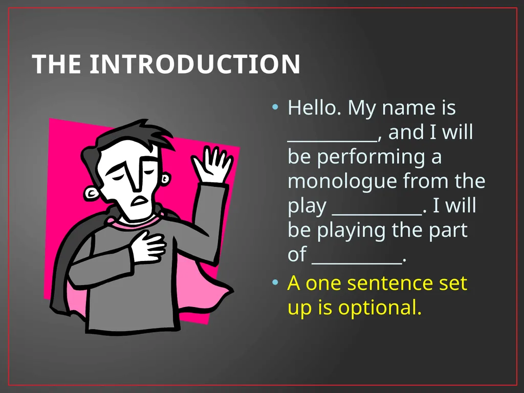 Developing A Character Fundamentals of Theatre I - slide 10 of 39