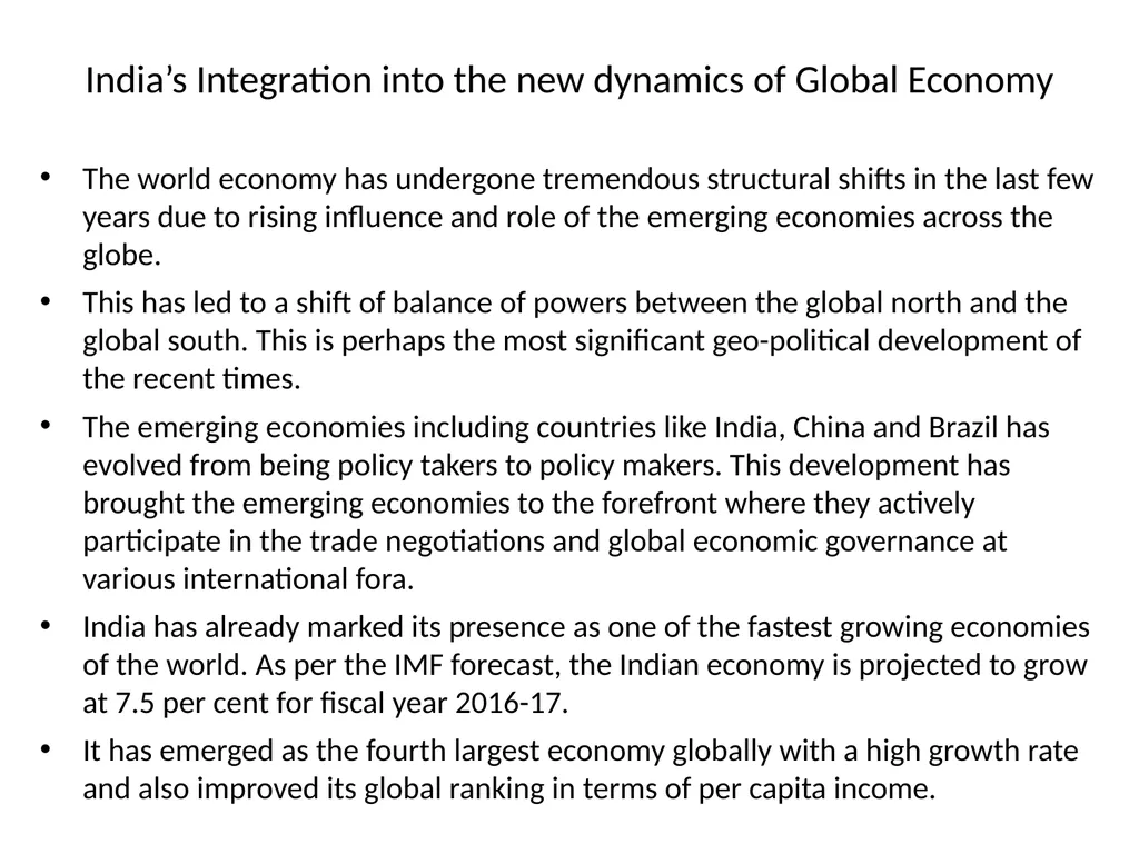 India in the Global Setting: India an Emerging - slide 18 of 43