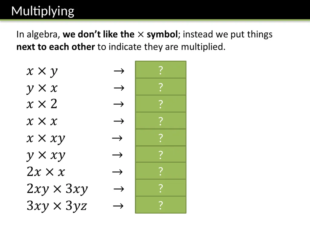 Year 7 Algebraic Expressions Dr J Frost - slide 10 of 27
