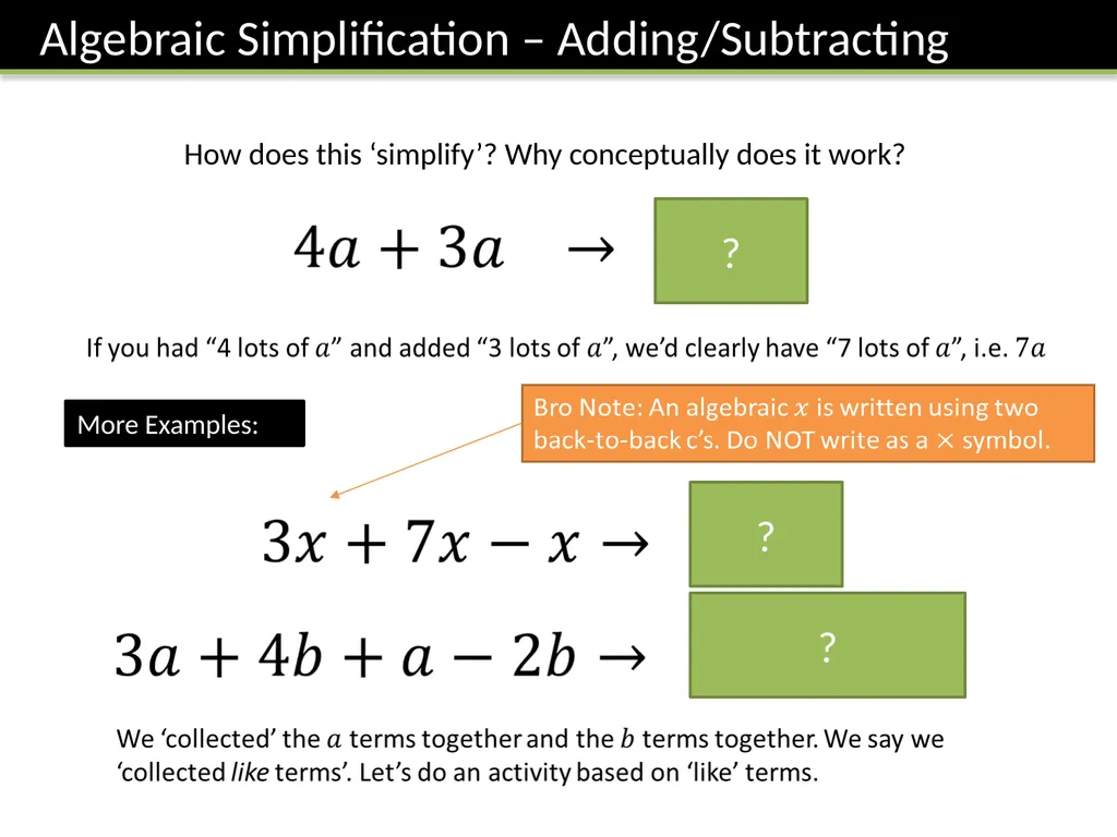 Year 7 Algebraic Expressions Dr J Frost - slide 5 of 27