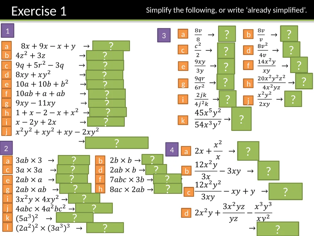 Year 7 Algebraic Expressions Dr J Frost - slide 14 of 27