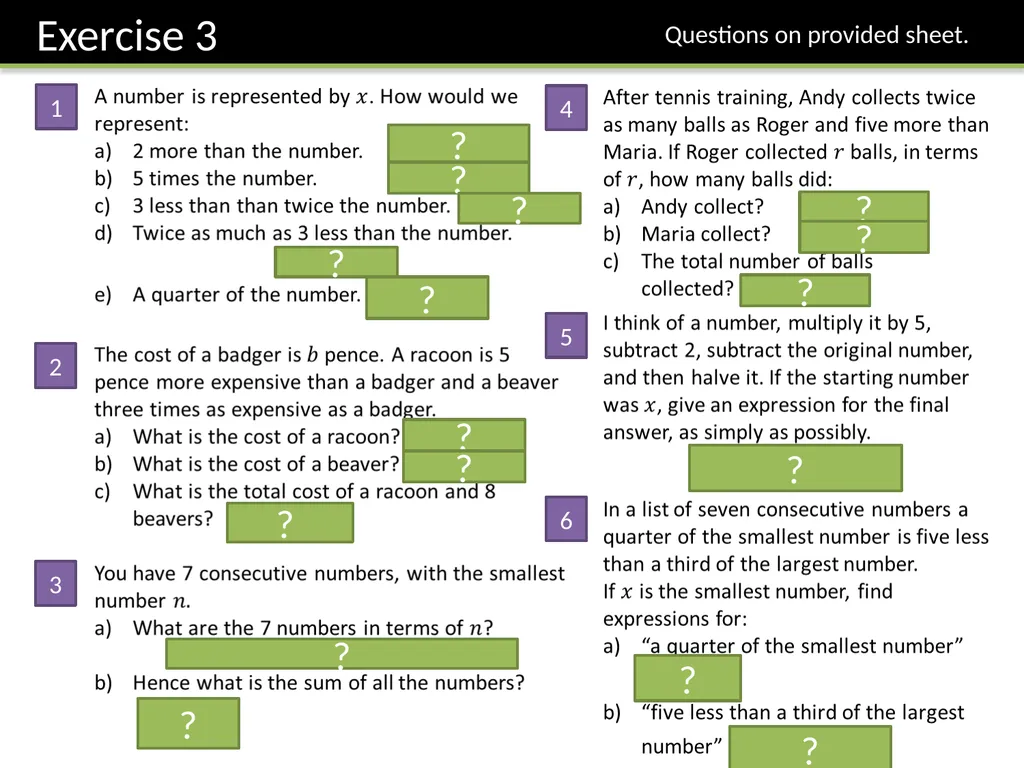 Year 7 Algebraic Expressions Dr J Frost - slide 25 of 27
